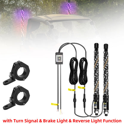 1FT LED Whip Light with APP & RF Remote Control for ATV UTV