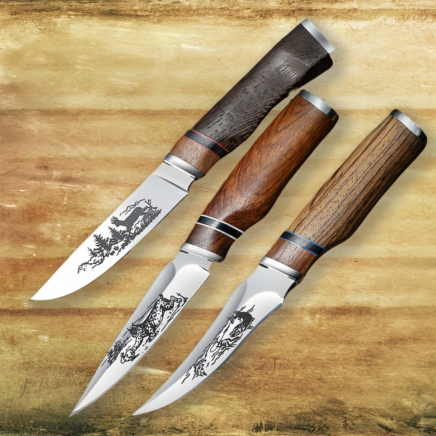 Wooden Handle Hand Forge Blade Knife