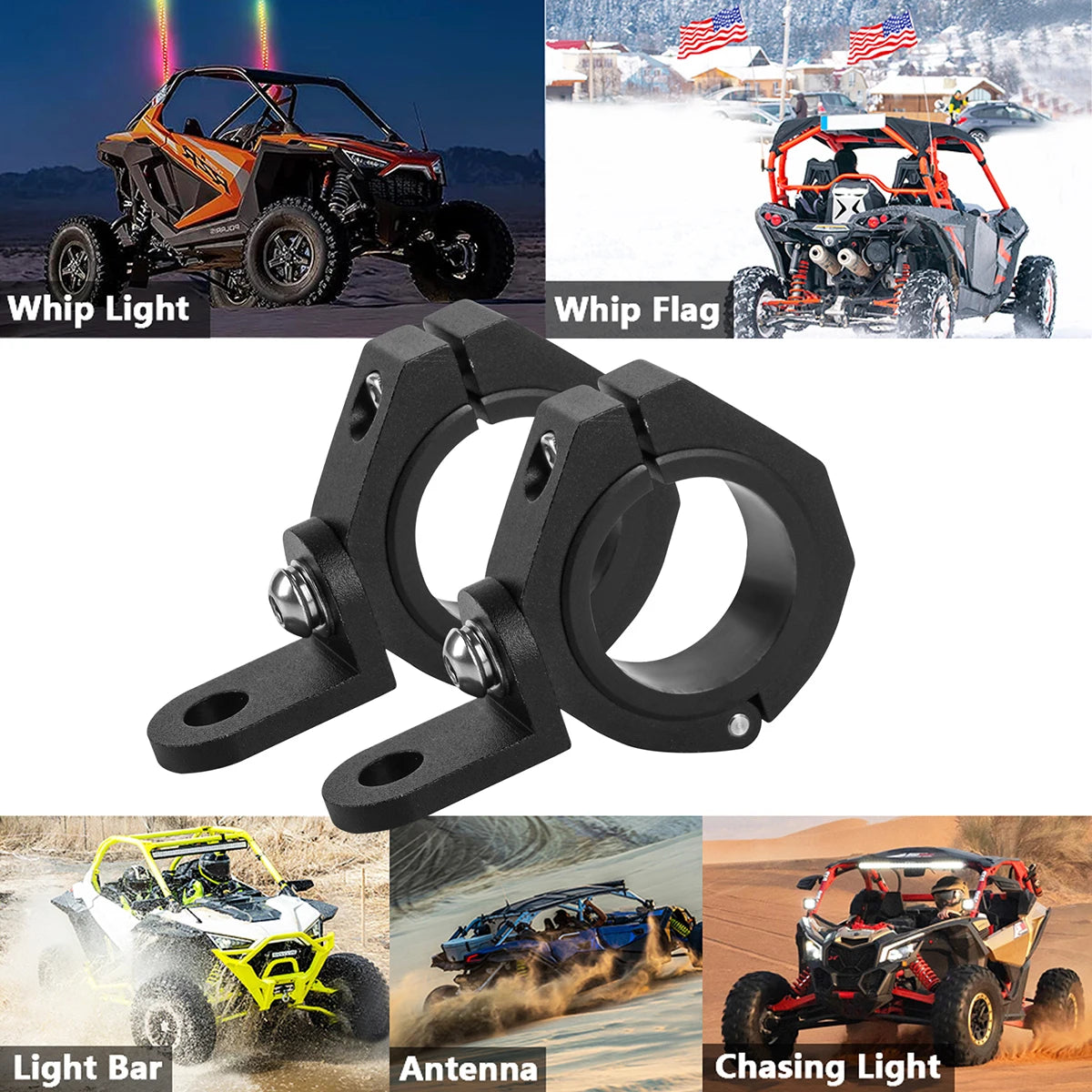 1FT LED Whip Light with APP & RF Remote Control for ATV UTV