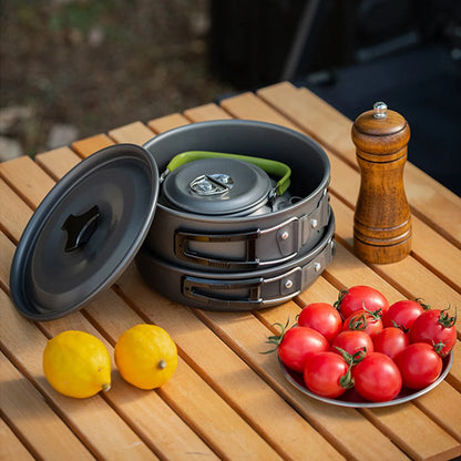 3PCS Camping Cookware Set (Pot, Pan, Kettle)