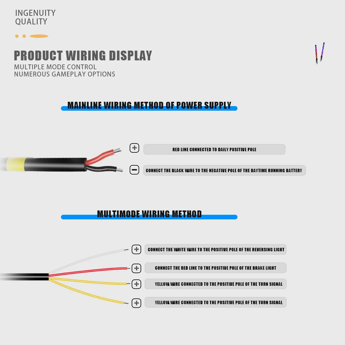 1FT LED Whip Light with APP & RF Remote Control for ATV UTV