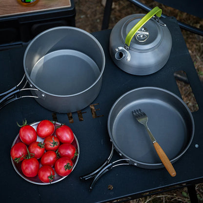 3PCS Camping Cookware Set (Pot, Pan, Kettle)