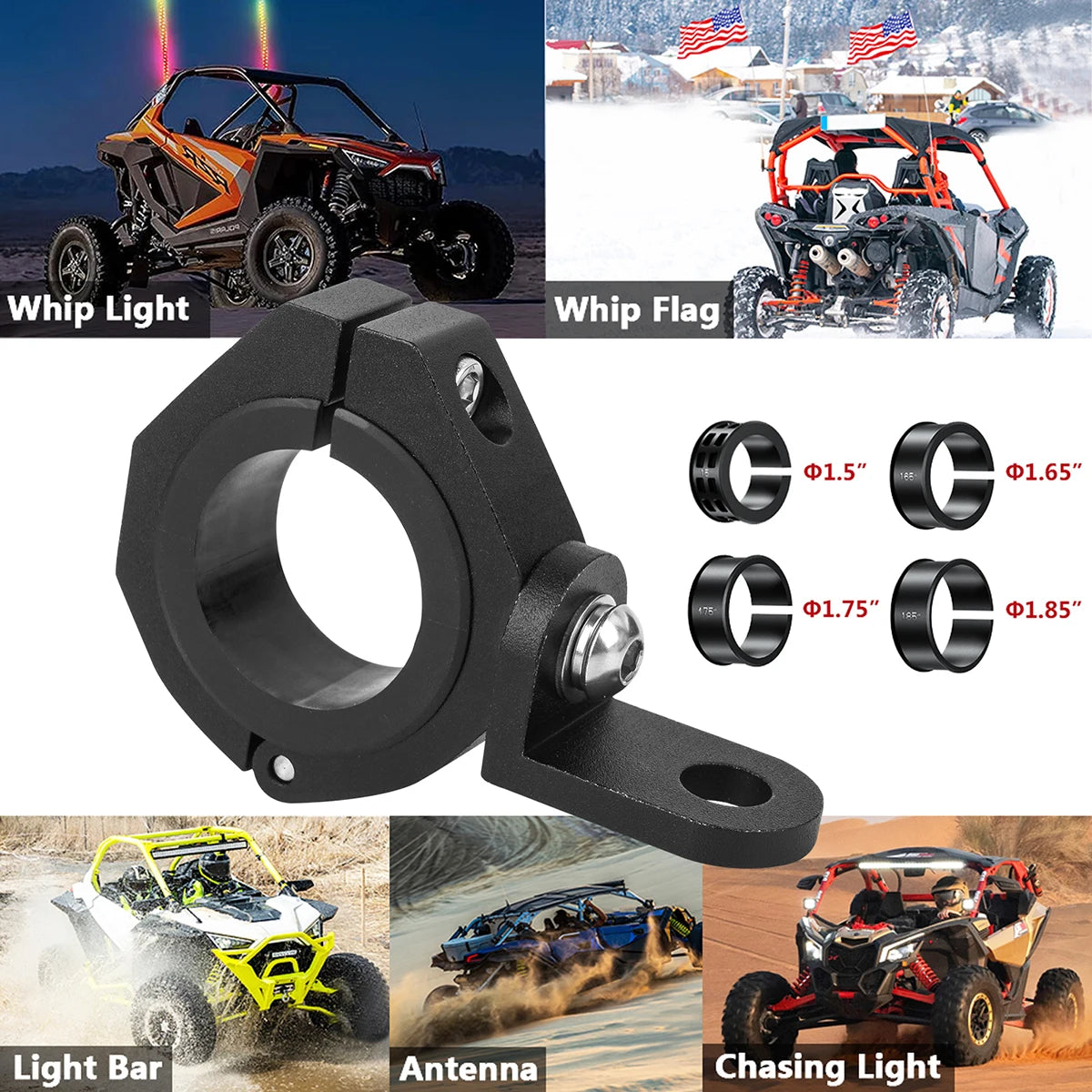 1FT LED Whip Light with APP & RF Remote Control for ATV UTV