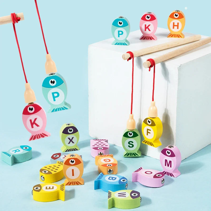 Kids Educational Wooden Fishing Game Toys.