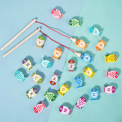 Kids Educational Wooden Fishing Game Toys.