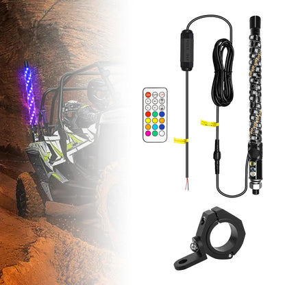 1FT LED Whip Light with APP & RF Remote Control for ATV UTV