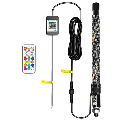 1FT LED Whip Light with APP & RF Remote Control for ATV UTV