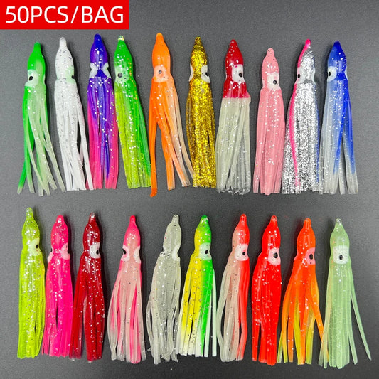 50PCS 5-12cm Mixed Color Glowing Squid Sea Bass Lure