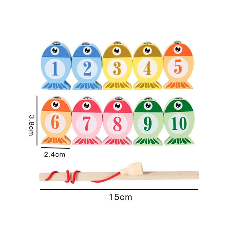 Kids Educational Wooden Fishing Game Toys.